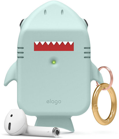 Кейс Elago Unique Shark для AirPods / с карабином цвет мята