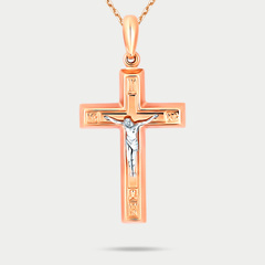 Православный крест из розового золота 585 пробы без вставки (арт. 3233)