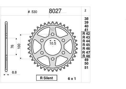 Звезда ведомая Ognibene 8027-R45 (JTR816.45)