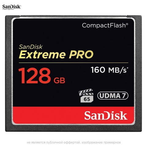 Карта памяти SanDisk 128GB CF Extreme Pro 160MB/s VPG 65, UDMA 7