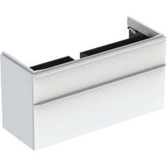 Шкафчик для раковины Geberit Smyle Square, с двумя выдвижными ящиками: B=118.4см, H=61.7см, T=47см, Белый / Высокоглянцевое покрытие фото