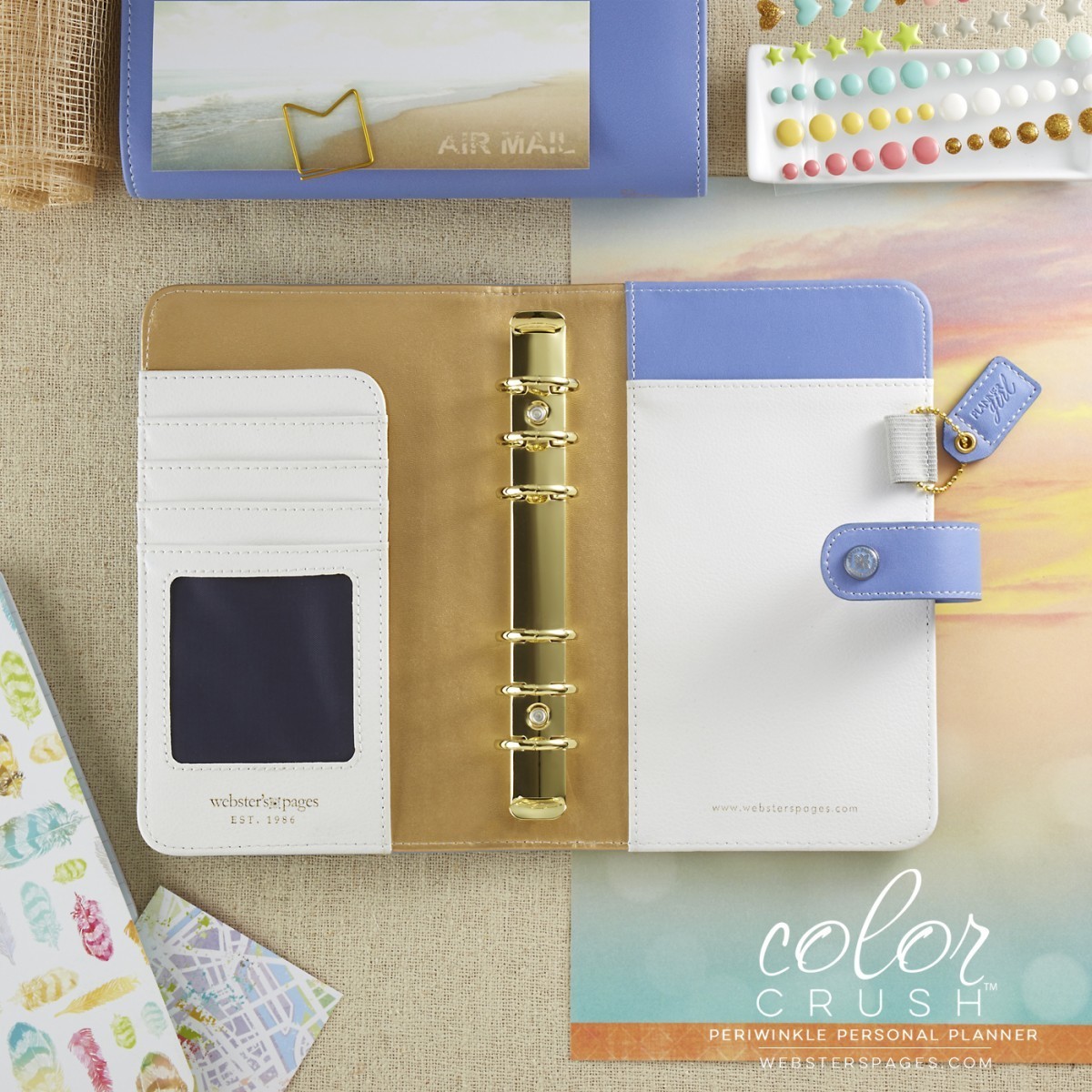 Планер с наполнением. Не датирован. Color Crush Faux Leather Personal Planner Kit   by Websters Pages -Periwinkle