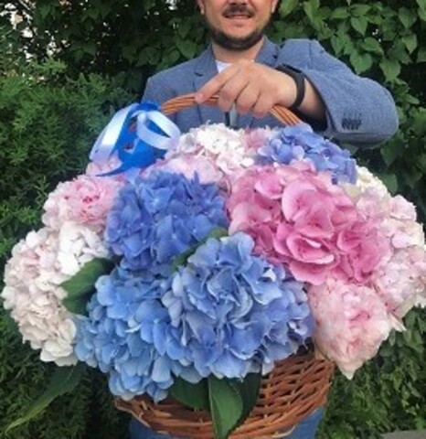 Корзина с гортензией Счастье