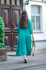 Полюшка. Платье льняное макси асимметричное с вышивкой PL-422569