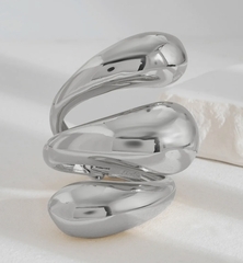 46022- Браслет-манжета Три КАПЛИ два оборота цвет золото/серебро