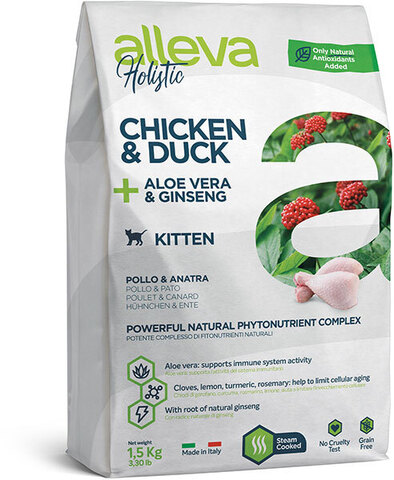 Alleva Holistic Kitten Chicken & Duck + Aloe vera & Ginseng, сухой (10 кг)