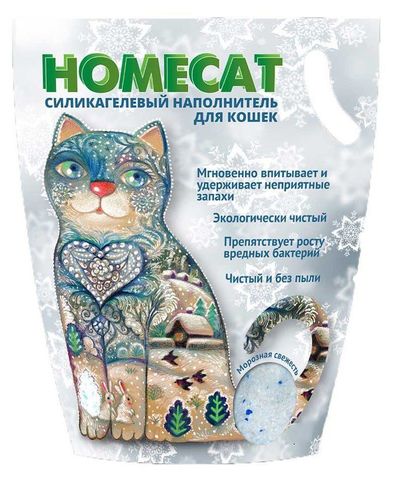 HOMECAT Морозная свежесть силикагелевый наполнитель для кошачьих туалетов с ароматом свежести 7,6л