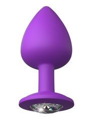 Фиолетовая анальная пробка со стразом Her Little Gem Large Plug - 9,5 см. - 