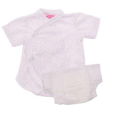 Munecas Antonio Juan Одежда для кукол и пупсов 40 - 45 см, боди белое с принтом, подгузник (91046-17)