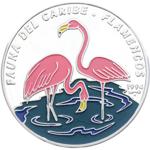 10 песо. Фламинго. Куба. Серебро. 1994 год