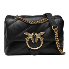 Сумка Pinko Puff Metal Bird Buckle Clamshell Diagonal Quilted Napa Sheepskin Leather Messenger Bag Mini Black, 1P22JD-Y7SR-Z99Q