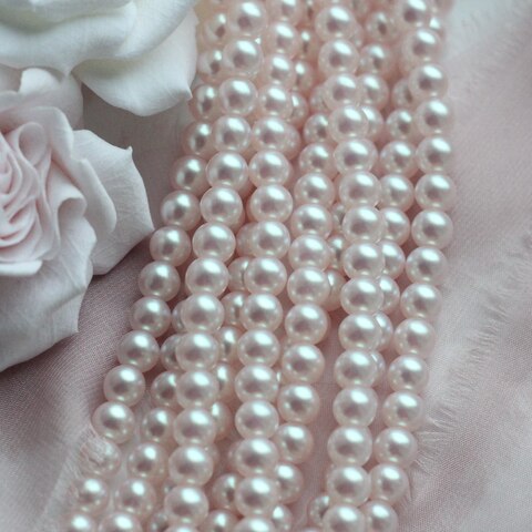 Майорка Pink Pearls 14 мм, розовая, 1 нить, МА092