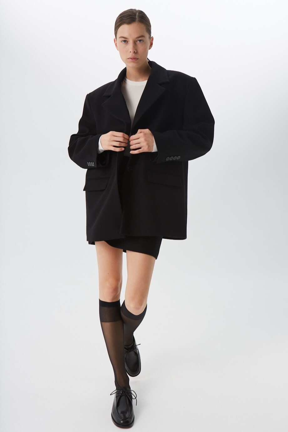 Пальто-пиджак женское, шерсть, черный