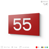 Табличка с номером 55 на дверь квартиры, для офиса, кабинета, аудитории, склада, красная 120х70 мм, Айдентика Технолоджи