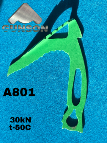 А801	Ледовый якорный крюк с отгибом / 3мм / 30ХГСА /зеленый / t-50C / 30kN / L-130 / W-105g