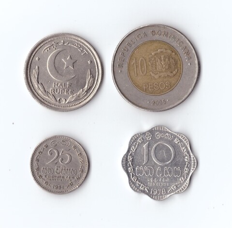 Набор монет Пакистан, Доминикана, Шри Ланка 4 шт. XF