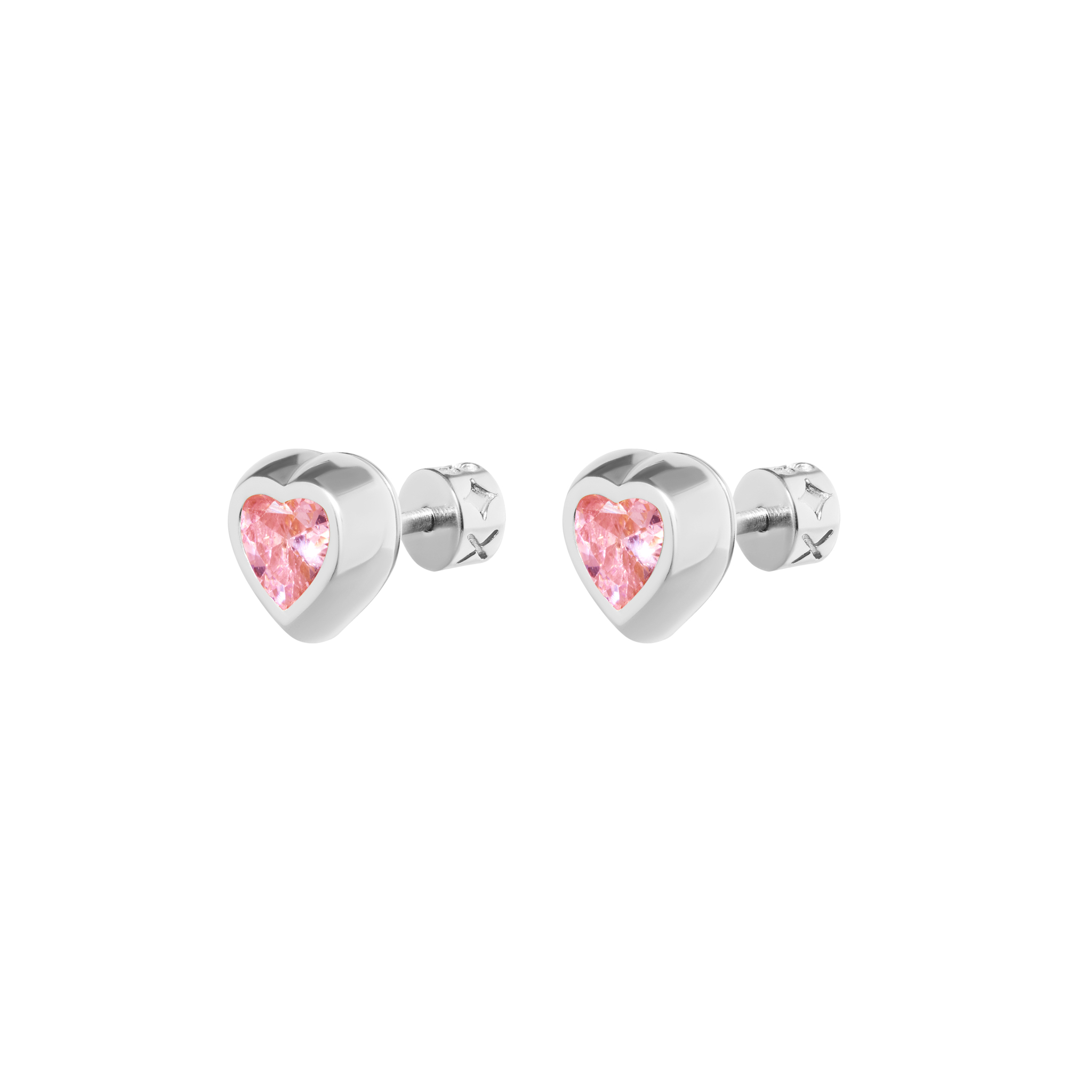 VIVA LA VIKA Серьги Silver Heart With Gem Earrings - Pink