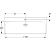 Раковина Geberit Smyle Square: B=120см, T=48см, Отверстие под смеситель=По центру, Перелив=На виду, Белый