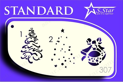 Трафарет для аквагрима S.STAR 307 новый год