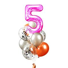 Воздушные шары, букет «5 лет», набор 10 шт., с конфетти гелий