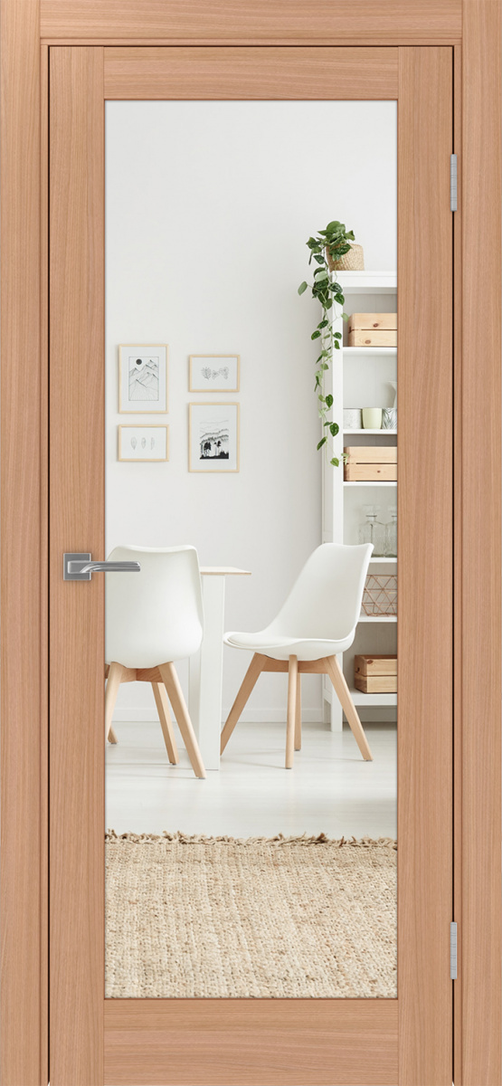 Дверь межкомнатная Оптима Порте Турин 501.2 (зеркало одностороннее), цвет темный ясень, экошпон, зеркало