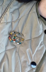 Брошь винтажная с цветными камнями в форме логотипа GUCCI