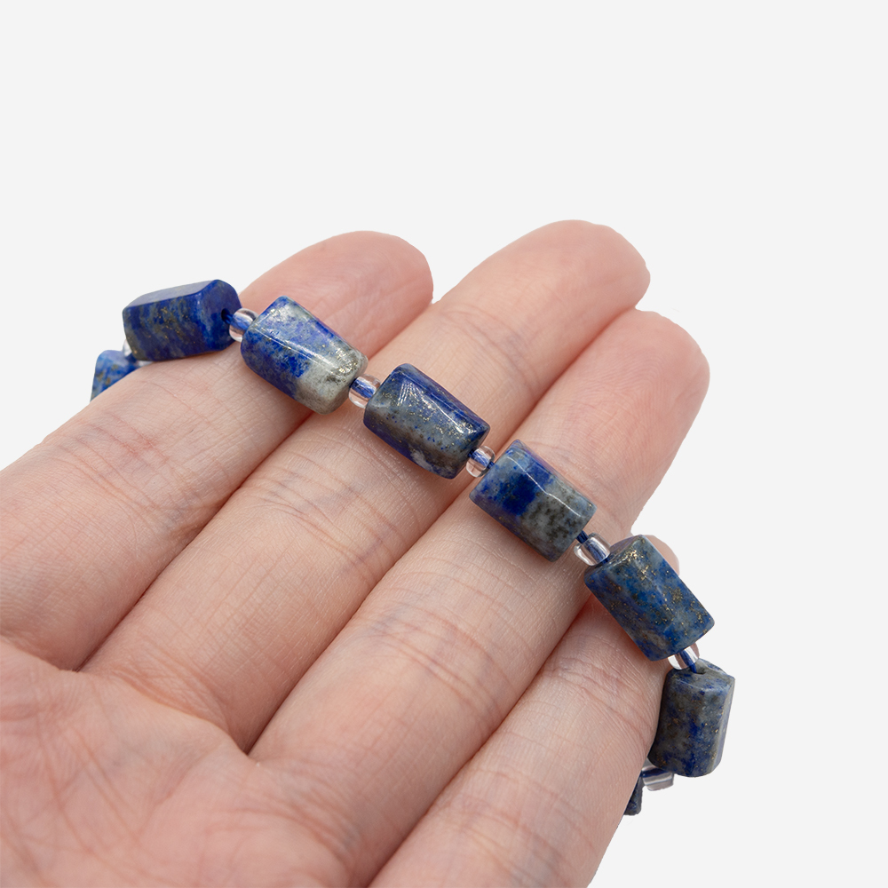 Лазурит натуральный, бочонок с гранями, 9,5-11*4,5-6,5мм