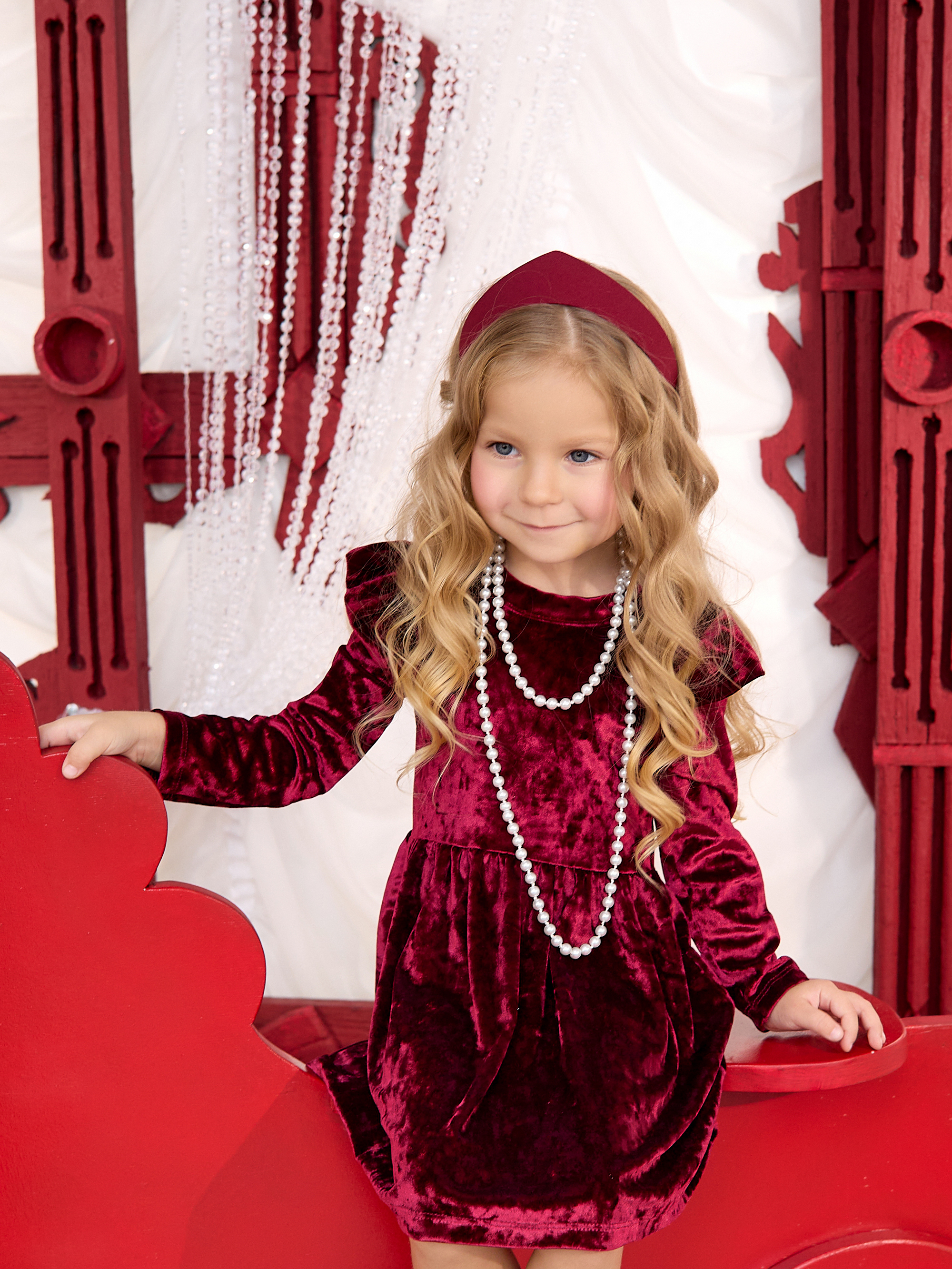 Платье Фея бархат бордо