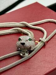 Колье с подвеской голова ПАНТЕРЫ в обсыпке коллекция PANTHERE качеcтво VGOLD
