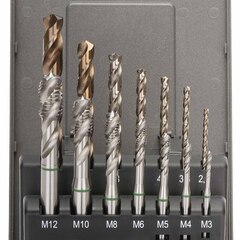 Набор метчиков машинных M3 -M12 HSSE DIN371/376 (Винт., C/2,5P, R35, + сверла) 14пр Ruko 245052RO