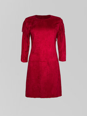 Платье Isabel 651 однотонное замшевое с бахромой на рукавах
