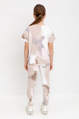 брюки  для девочки  КР 4074/бежевый,фактура земли к559