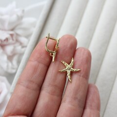 Швензы Морские звезды 19*21 мм с английским замком, позолота, Ш117