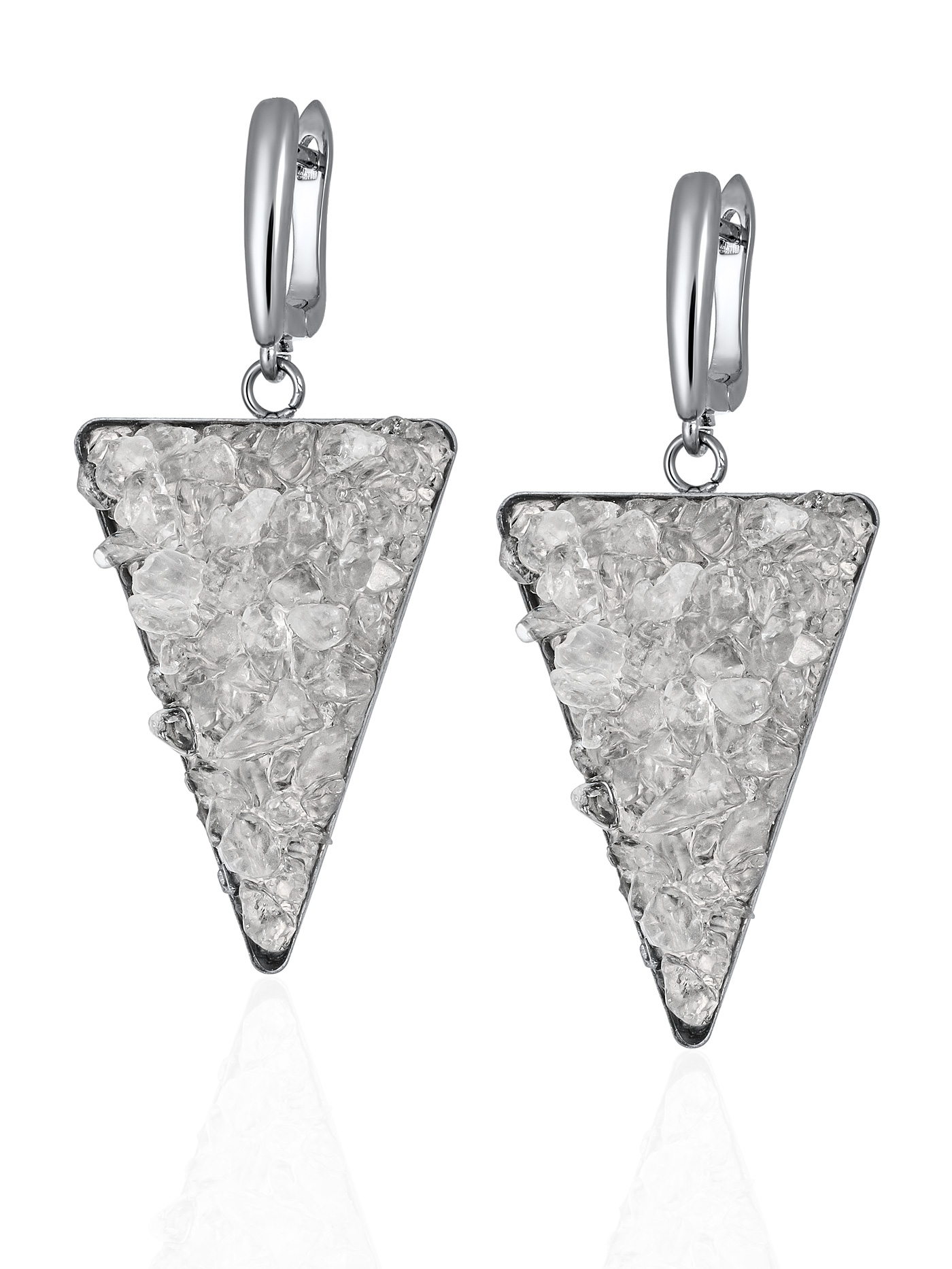 Геометрические серьги с горным хрусталем