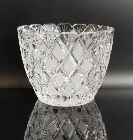 Ваза для сервировки фруктов и салатов, хрусталь, геометрический орнамент, резная грань, винтаж СССР 1970-1990 гг