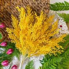 №2 Букет весенний, мимоза, искусственная зелень, цвет Желтый, слегка пушистый, 40 см, набор 2 букета