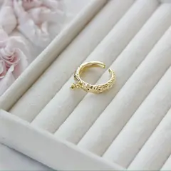 Кольцо с петелькой и штырьком для вклейки, регулируемое, позолота, Д072