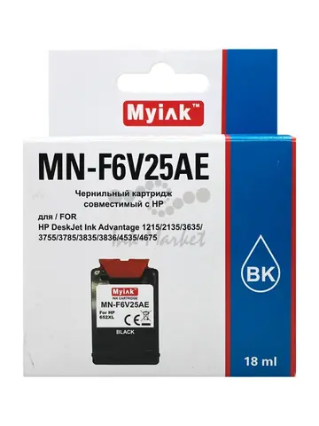 Картридж Myink 652XL F6V25AE для HP DJ Advantage 2135, 3635, 3835, 4535, 4675 Black (18ml)