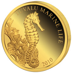 2010 год 1 доллар AU-999, Тувалу Морской конек, 0,5 гр.