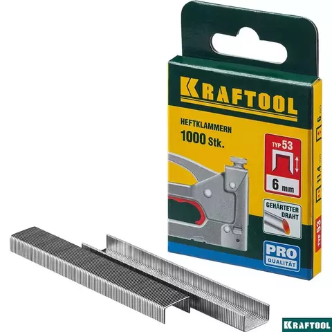 KRAFTOOL узкие, тип 53 (A/10/JT21) 23GA 18 мм, 1000 шт, скобы для степлера (31670-18)