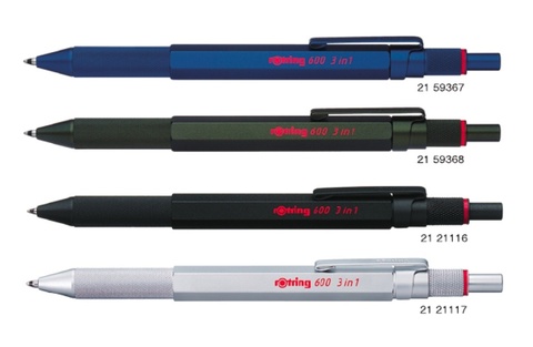 Ручка многофункциональная Rotring 600 Trio Pen, Matte Silver, 0,5 mm (2164109)