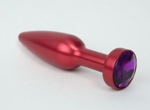 Большая красная анальная пробка с фиолетовым стразом - 11,2 см. - 4sexdreaM 47199-6