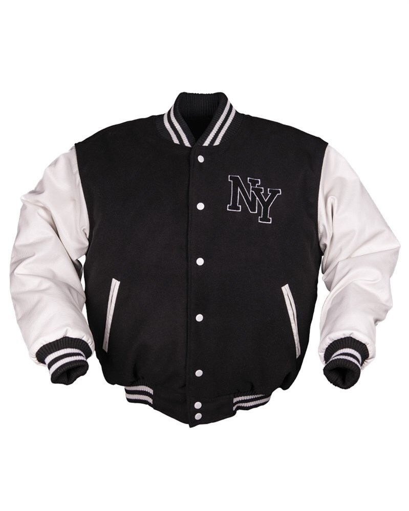 Куртка NY бейсбольная, цвет черно-белый