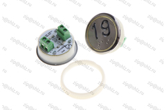 Кнопка (кнопочный модуль) EA2406S-S-W "19 этаж", круглая, статическая белая подсветка, Брайль