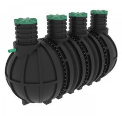 Септик переливной Мультпласт Профи М20 S 20000 л. горизонтальный / 8000 л. в сутки / до 40 чел. / самотечный сброс (5580x2400x2400см;1 016кг;черный) - арт.552049