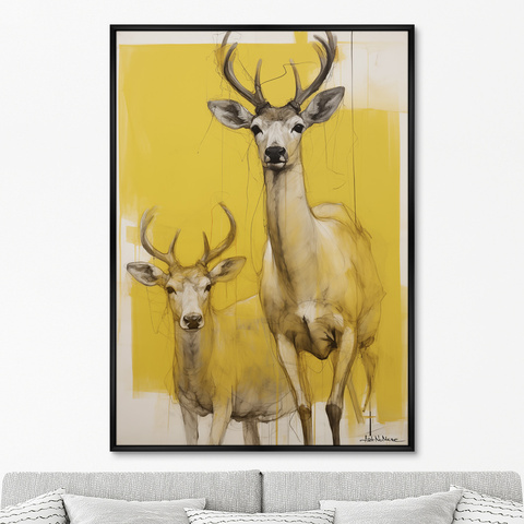 ArtNoMore - Репродукция картины на холсте Deer on yellow, 2024г.