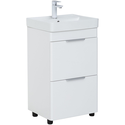 Aquanet 312420 Тумба с раковиной Ирис new 50 напольная 2 ящ. цв.белый глянец (312420)