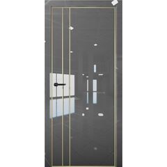 Купить Межкомнатная дверь глянец Pt 4 Платина crystall gray алюминиевая кромка Al Gold Edition глухая