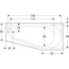 Geberit Renova pentagonal bathtub, left: L=160см, B=75см, Выход=Левая