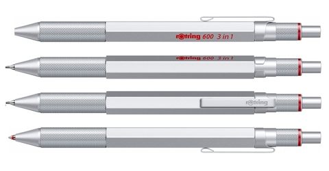 Ручка многофункциональная Rotring 600 Trio Pen, Matte Silver, 0,5 mm (2164109)